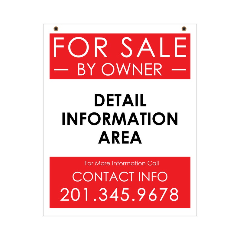 Real Estate Sign For Sale By Owner Etsy
