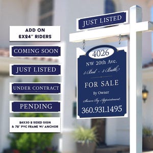 For Sale By Owner Custom Sign, Hanging Post, Open House Sign, & more.  Everything you need to list sell your home like a pro!