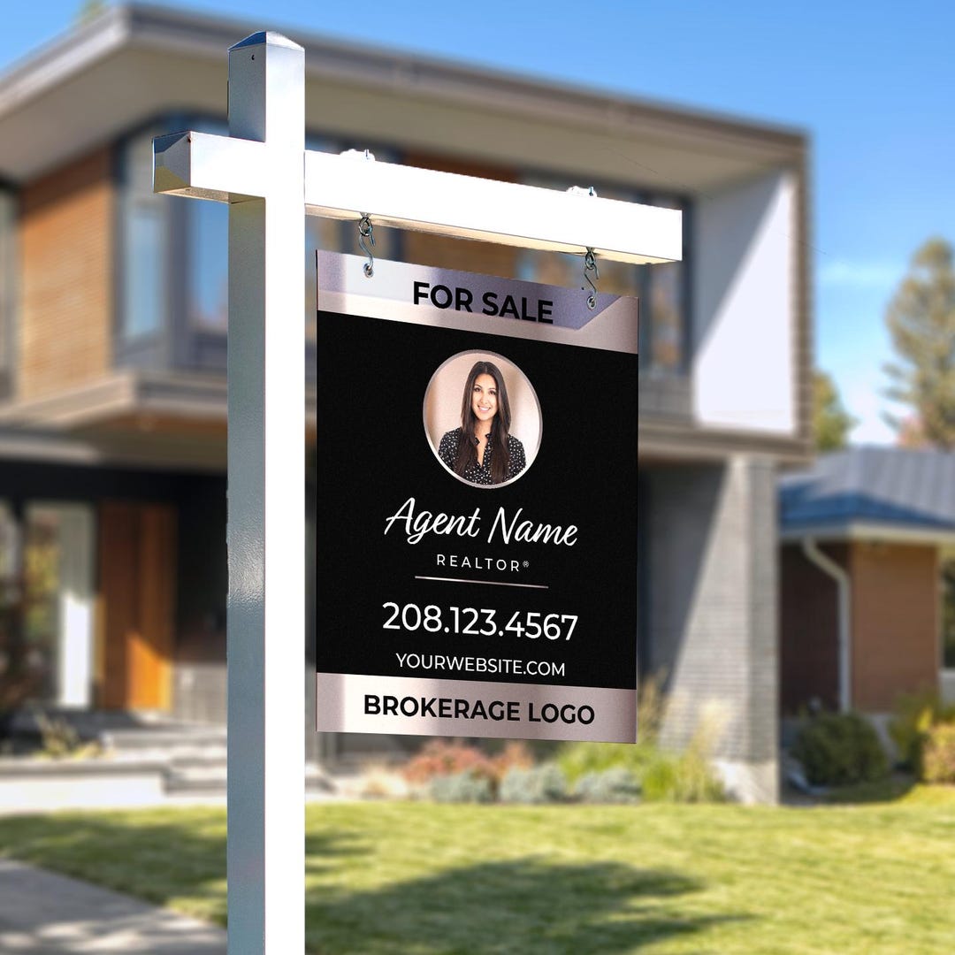 Personalized Realtor Sign | Black & Rose Gold 'for Sale' Yard Sign - Etsy