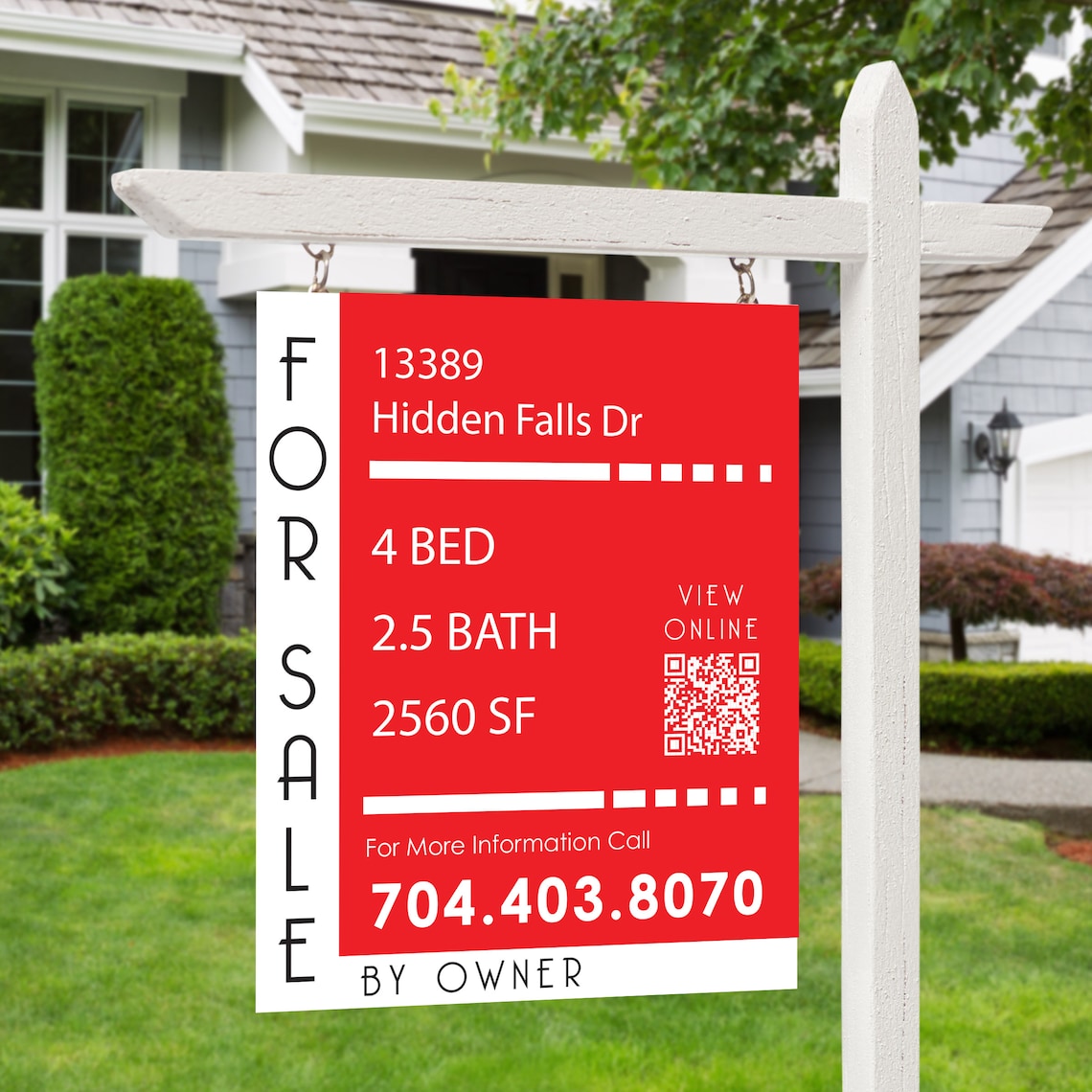 Real Estate Sign For Sale By Owner 2 Sided Listing Panel Etsy