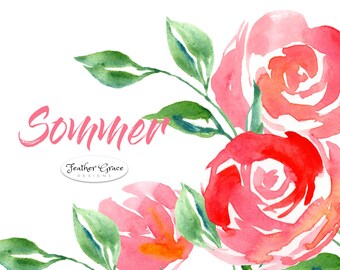 watercolor flowers clipart blue flowers blue roses spring etsy
