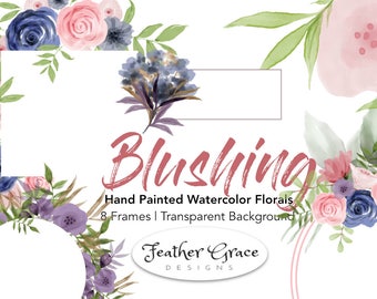watercolor flowers clipart blue flowers blue roses spring etsy