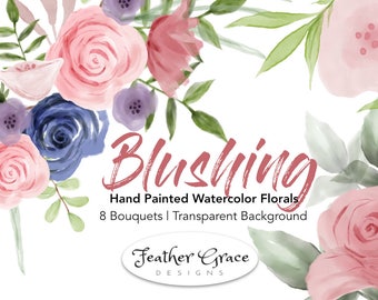 watercolor flowers clipart blue flowers blue roses spring etsy