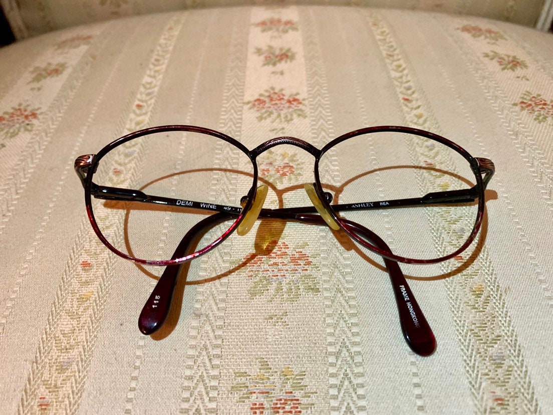 Vintage 80's Burgundy/Silver Floral Design Children's Glasses Frames