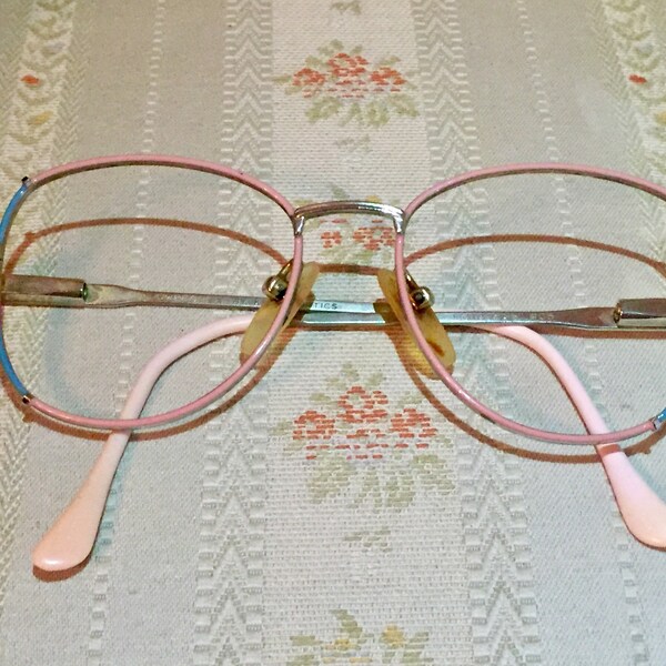 Vintage 80's Children's Pastel Pink and Blue Pillowpeople Glasses/Frames by Kenco Optic