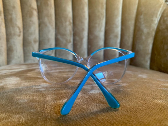 Vintage 80’s NOS Optic Lunettes Turquoise & Clear… - image 2
