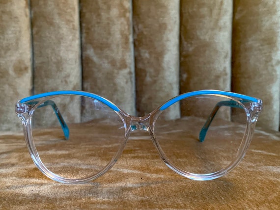 Vintage 80’s NOS Optic Lunettes Turquoise & Clear… - image 1