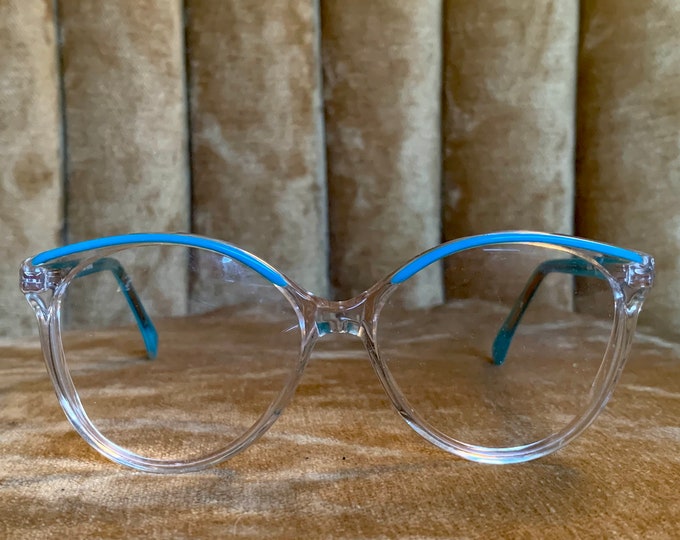 Vintage 80’s NOS Optic Lunettes Turquoise & Clear Children’s Frame Glasses