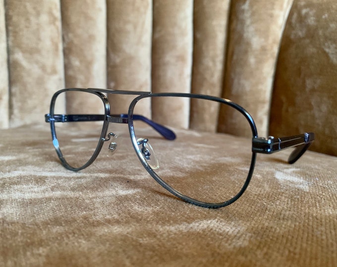 Vintage 80’s  Gunmetal Blue Aviator Children’s Glasses Frames