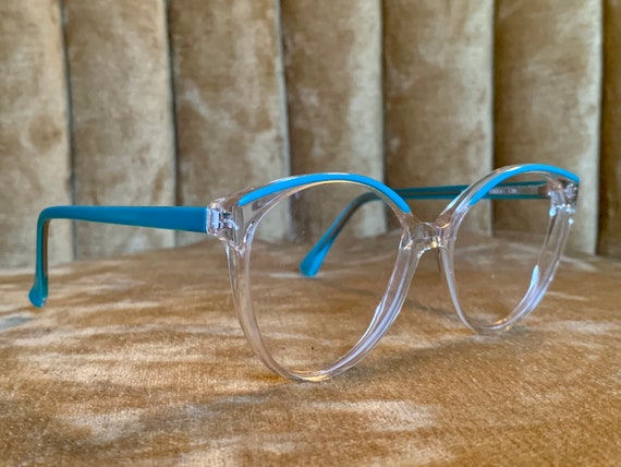 Vintage 80’s NOS Optic Lunettes Turquoise & Clear… - image 3