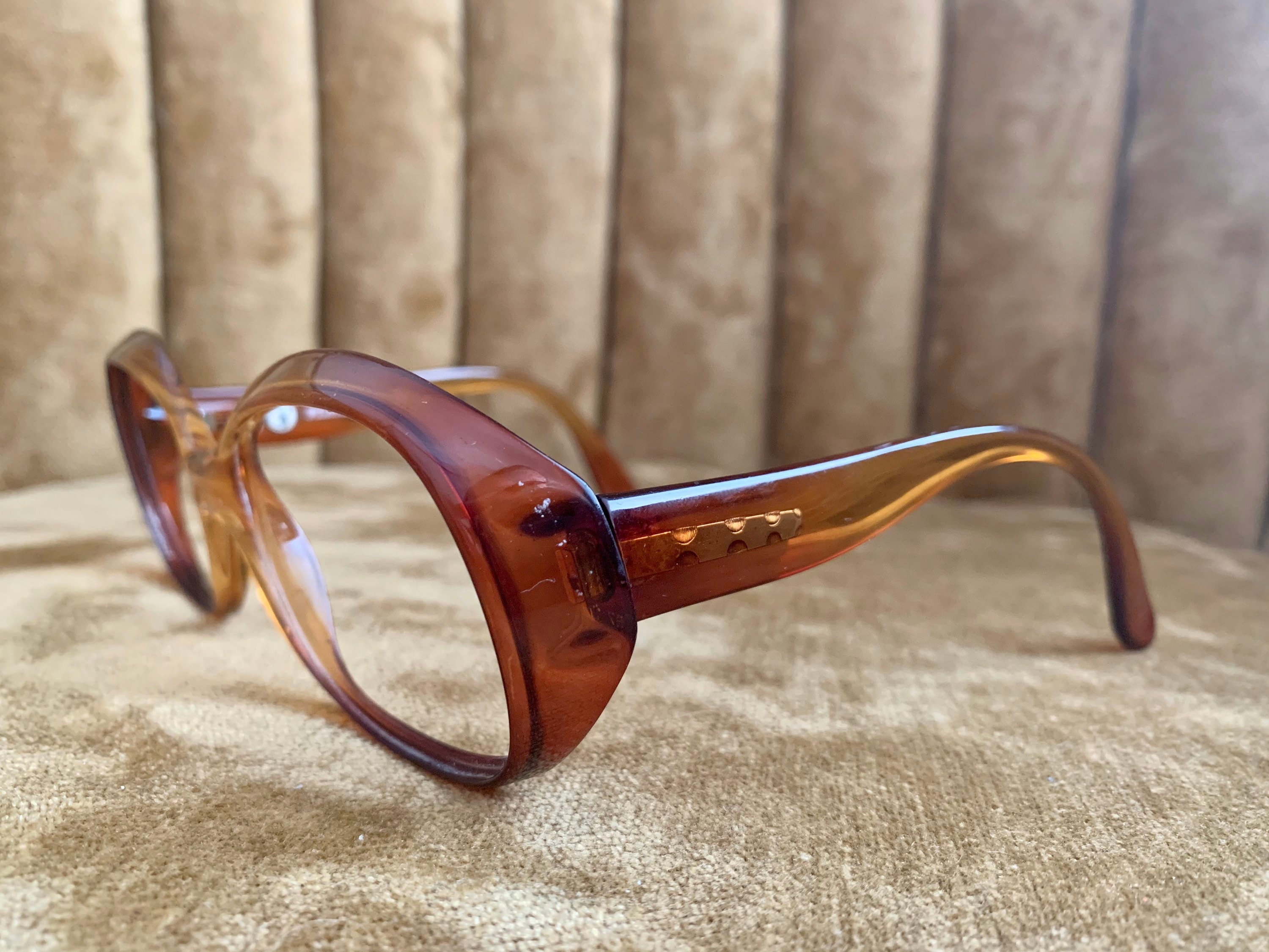 Vintage 70’s Playboy Optyl Amber Oval Rich Amber Glasses Frames