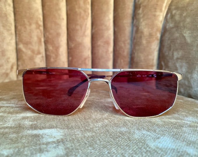 Vintage 80's NOS Zeiss Rose Colored Aviator Sunglasses