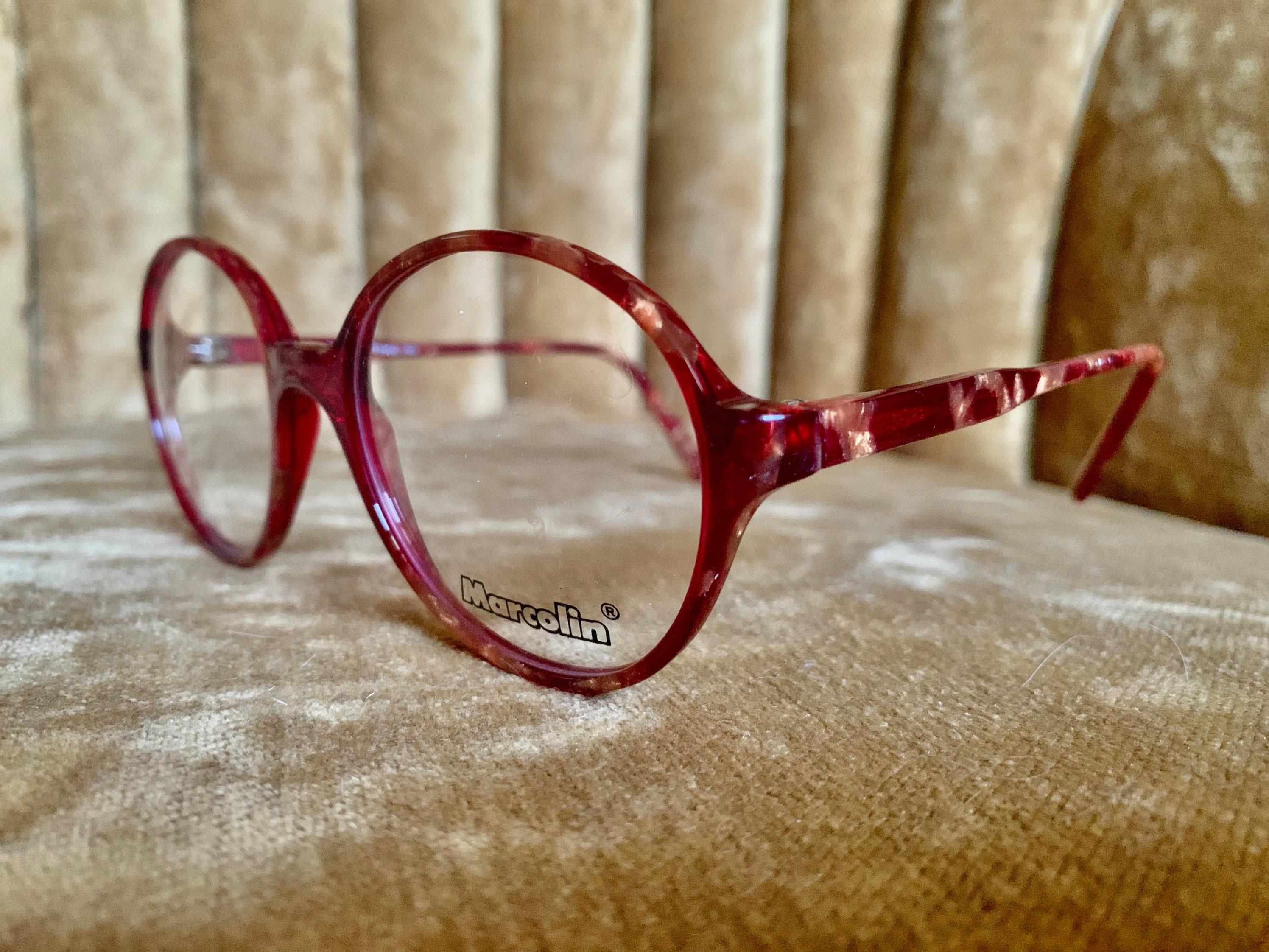 1980s Louis Feraud Parrot Marble Burgundy Glasses Frames for