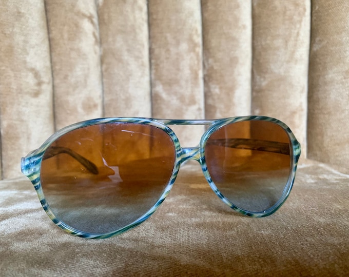 Vintage 80’s Blue Wave Design Aviator Sunglasses