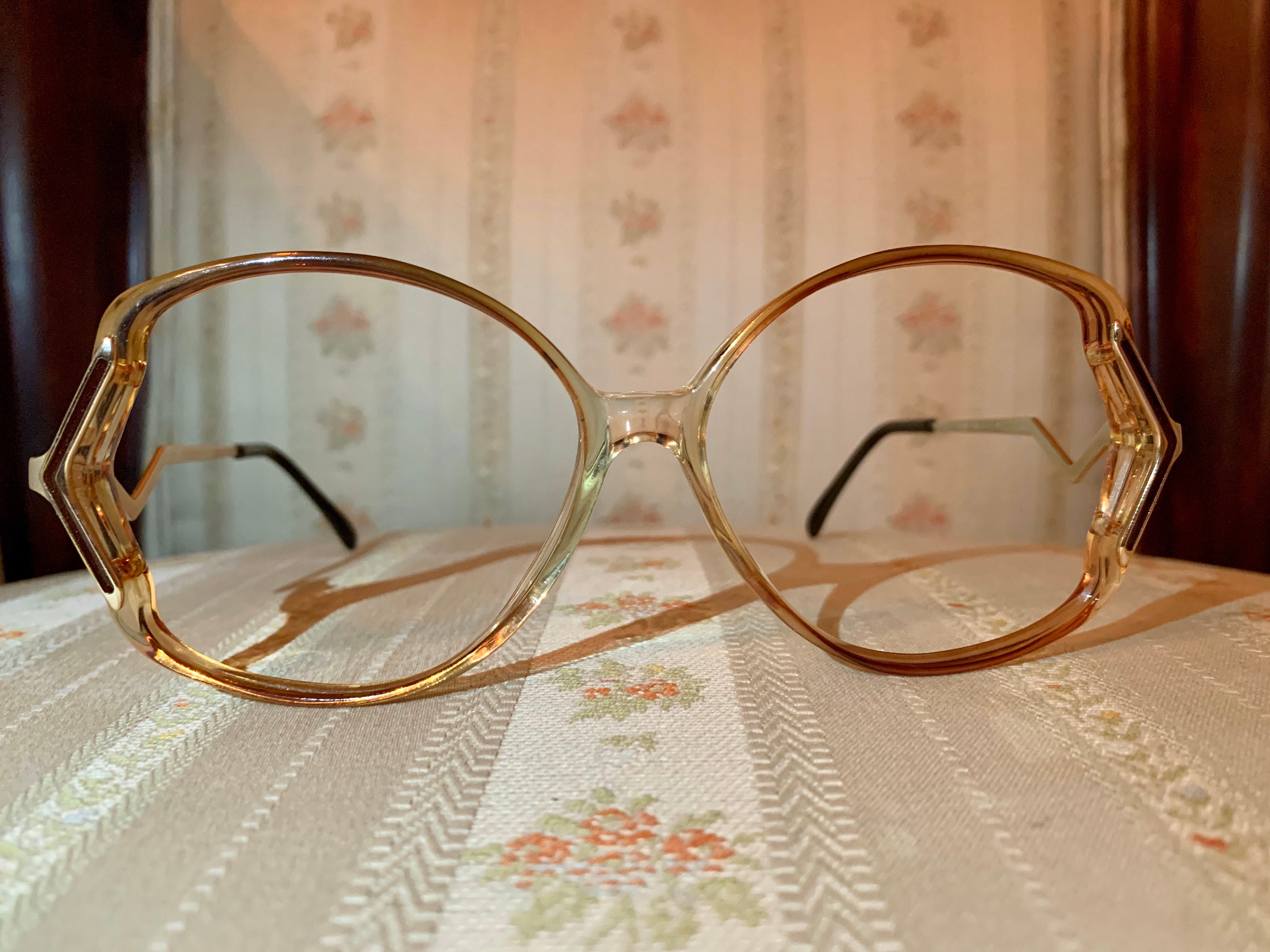 Vintage 70’s Luxottica Avante Garde Amber Geometrical Frames/Glasses