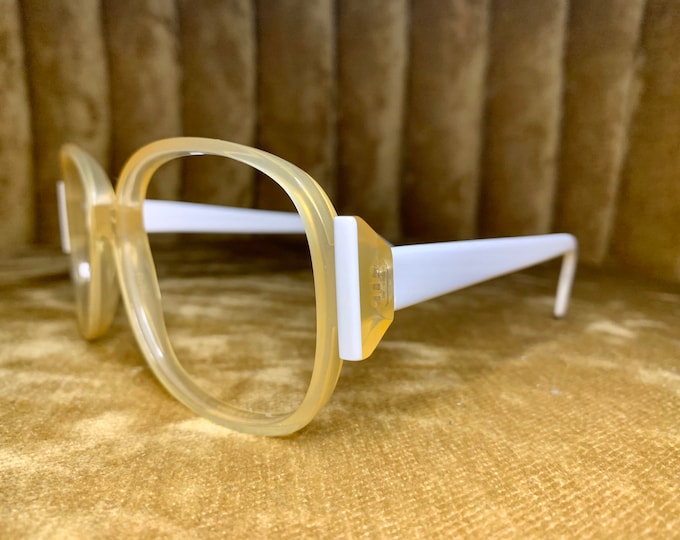 Vintage 70’s White and Clear Geometric Silhouette Glasses Frames