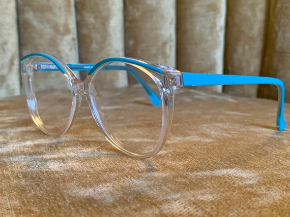 Vintage 80’s NOS Optic Lunettes Turquoise & Clear… - image 4