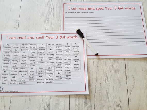 Year 3 4 Words Read And Spell Literacy Ks2 Common Etsy