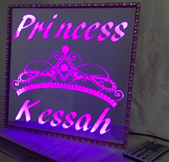 18X18 Custom made Flash Children's Room remote controlled color changing LED lit mirror Choose your custom Name and lettering.