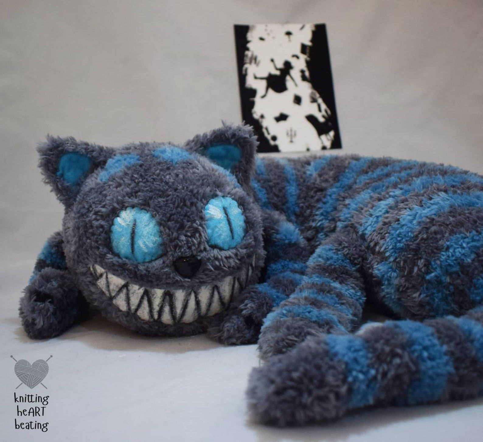 Knitted cheshire cat neck pillow Halloween gift. Etsy
