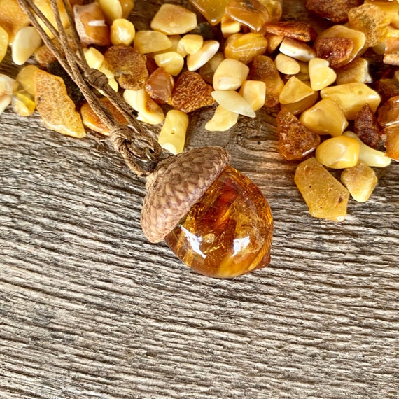 resin acorn necklace