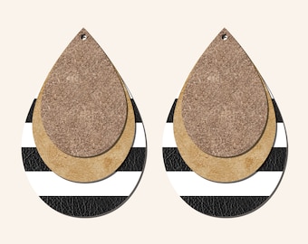 Teardrop Earrings Svg, Earrings Svg Template For Cricut, Faux Leather Earrings Svg, Tear Drop Layerd Stacked Cutting File Download