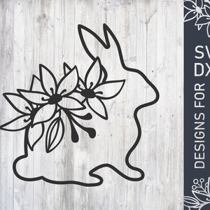 Floral Easter Bunny Svg File, Bunny Dxf File, Easter Vector, Easter Cut File, Bunny Cutting File For Cricut, Digital Download