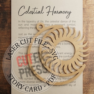Fichier laser SVG ornement d'amitié, harmonie céleste, breloque pour voiture, cadeau de collègue, meilleur ami, ornements de cartes d'histoires, fichier de coupe Glowforge