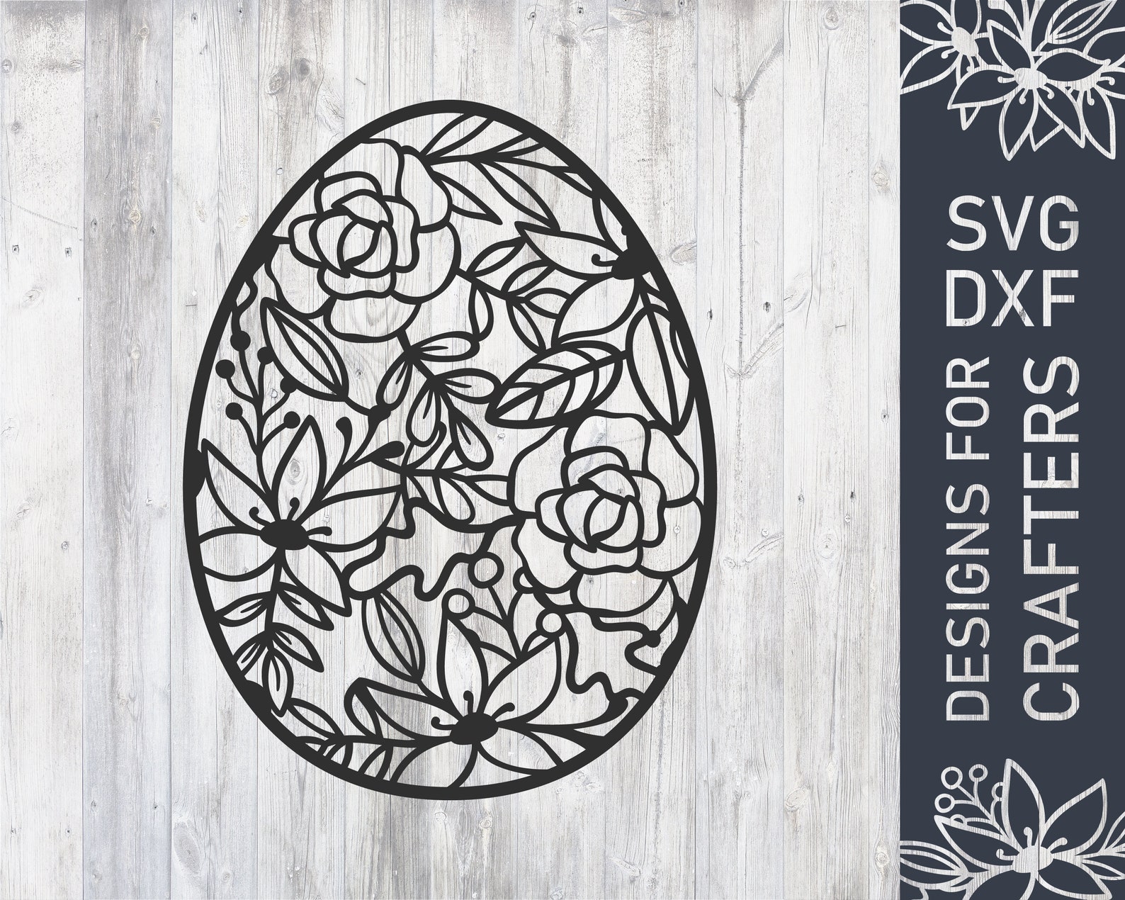 Floral Easter Egg Svg File, Easter Dxf File, Easter Vector, Easter Cut ...