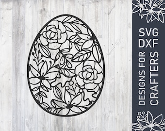 Floral Easter Egg Svg File, Easter Dxf File, Easter Vector, Easter Cut File, Egg Cutting File For Cricut, Digital Download