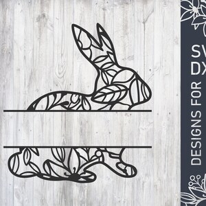 Floral Easter Bunny Monogram Svg File, Bunny Dxf File, Easter Vector, Easter Cut File, Bunny Cutting File For Cricut, Digital Download