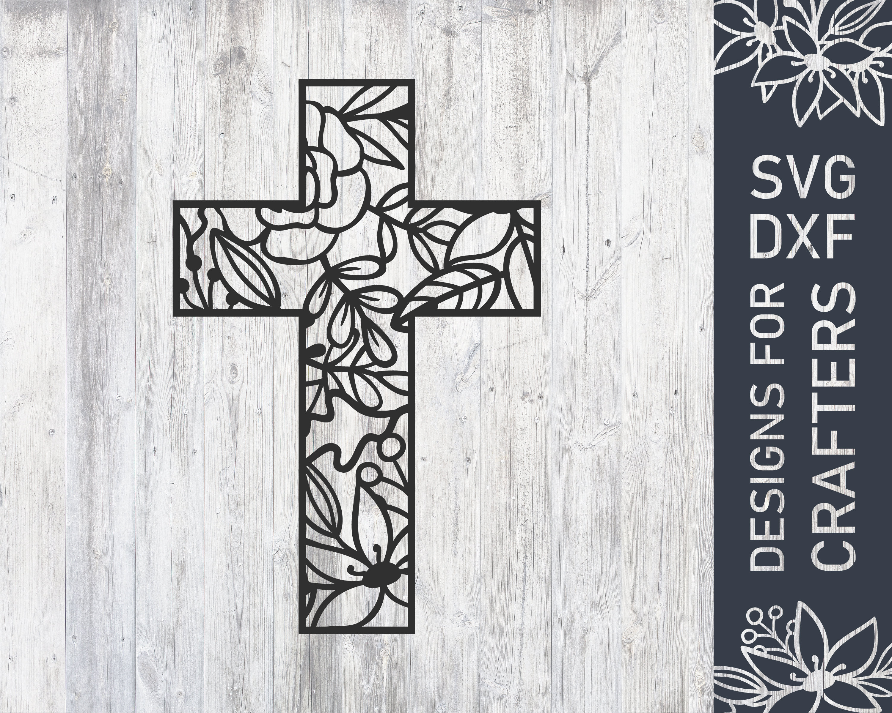 Floral Easter Cross Svg File Easter Dxf File Easter Vector - Etsy