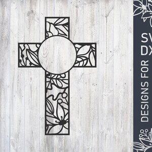Floral Easter Cross Svg File, Easter Monogram Dxf File, Easter Vector, Easter Cut File, Cutting File For Cricut, Digital Download