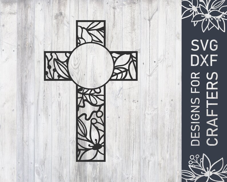 Download Floral Easter Cross Svg File Easter Monogram Dxf File Easter | Etsy