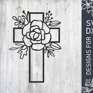 Floral Easter Cross Svg File, Easter Dxf File, Easter Vector, Easter Cut File, Cutting File For Cricut, Digital Download