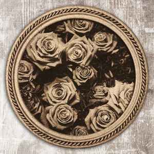 Mother's Day Svg File For Glowforge Engraving, Rose Flowers Laser File Backer, Floral Pattern, Wall Art Engraving Design, Flower Laser File