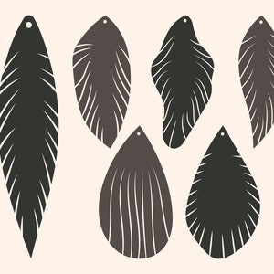 Feather Earrings Svg, Earrings Svg Template For Cricut, Faux Leather Earrings Svg, Feather Earring Cutting File Download
