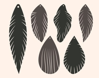 Feather Earrings Svg, Earrings Svg Template For Cricut, Faux Leather Earrings Svg, Feather Earring Cutting File Download