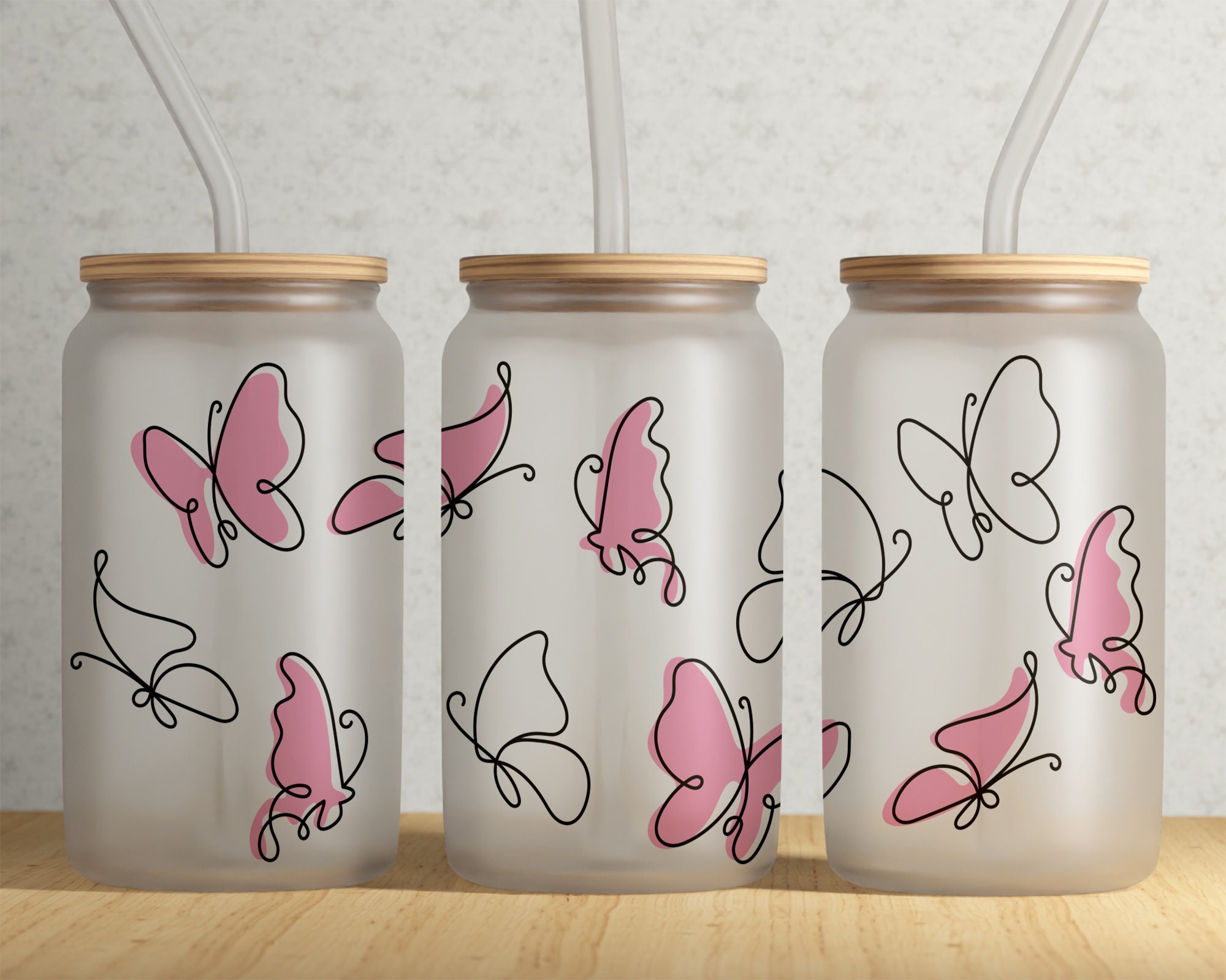 Butterfly Libbey Glass Can 16oz Svg File, Cut File for Cricut and ...