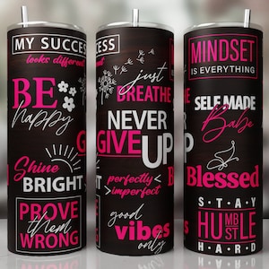 Inspirational Tumbler Wrap, Motivational PNG Seamless Sublimation Tumbler, Skinny Tumbler 20oz, Digital Download