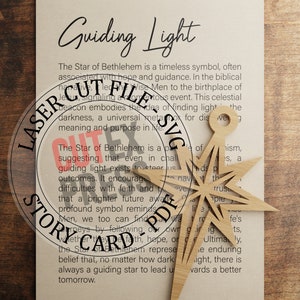 Fichier laser SVG d’ornement de Noël, Étoile de Bethléem, Charme de voiture, Cadeau du meilleur ami, Meilleur ami, Ornements de carte d’histoire, Fichier coupé Glowforge