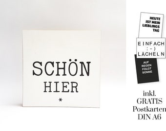 Holzbild „Schön HIER“ 15x15cm