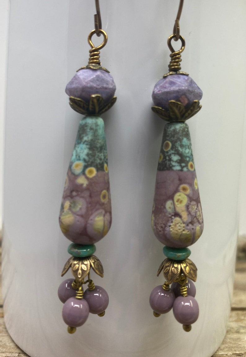 Boho Earrings, Ceramic Earrings, Artistan Made Earrings, Dangle earrings, One of a Kind image 7