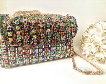 Pochette versatile con strass di lusso alla moda