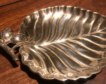 Vintage Italian Silver-plated Leaf Dish