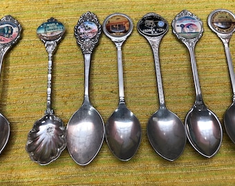Seven Vintage South Australian Souvenir Teaspoons