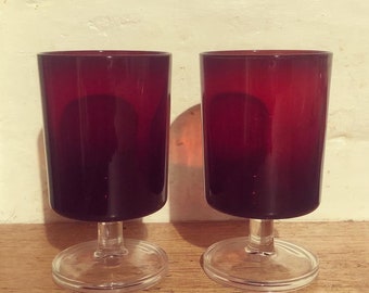 Vintage Luminarc Red Wine Glasses (2)
