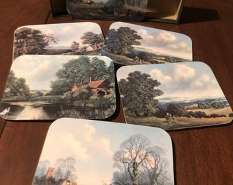 Six Vintage Jason Wood and Felt/Foam Backed Coasters