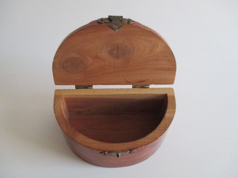 Ind. Half Round Wood Souvenir Box from Michigan City JewelryTrinket Box