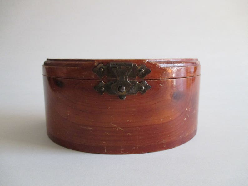 Ind. Half Round Wood Souvenir Box from Michigan City JewelryTrinket Box
